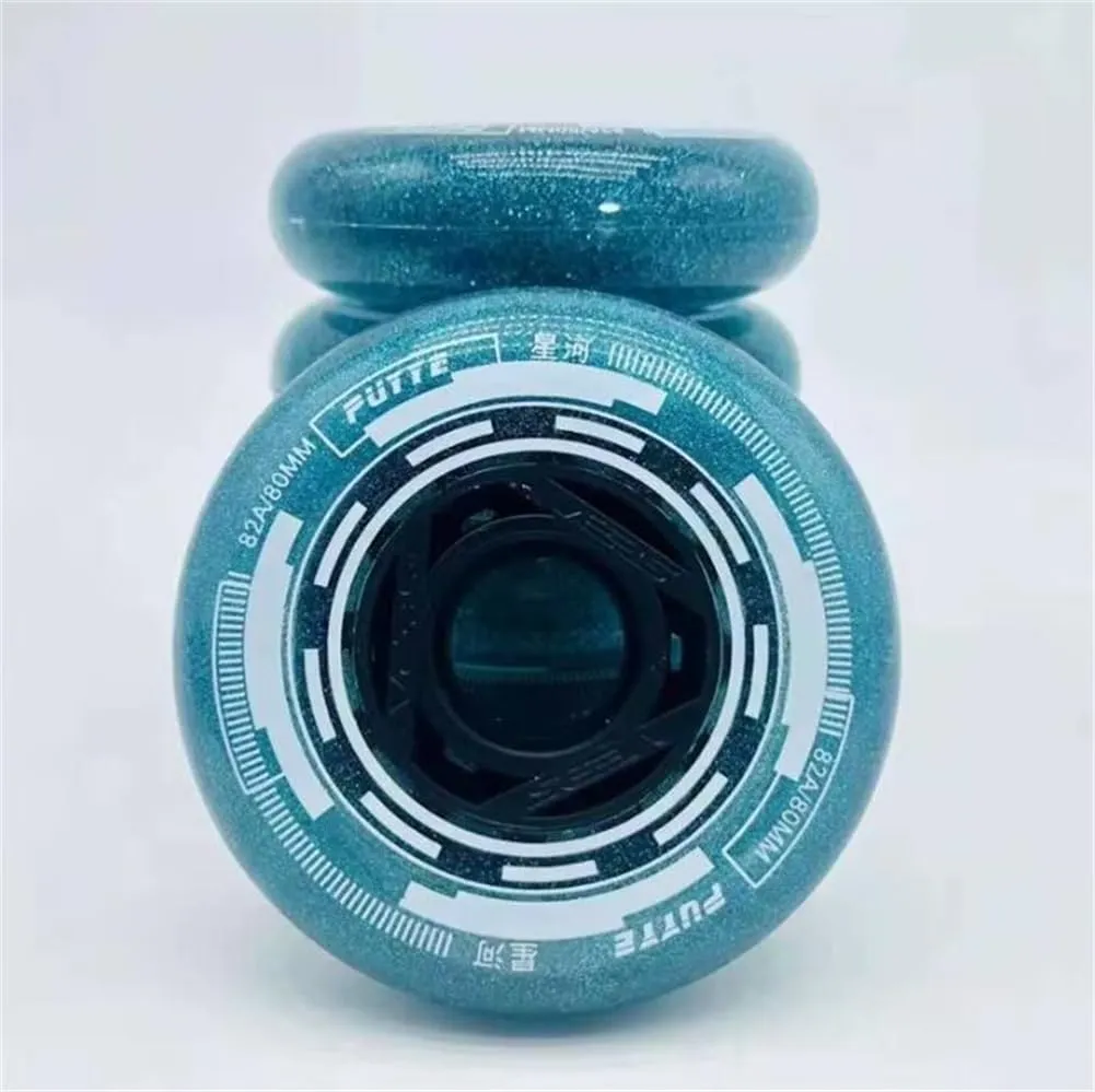 82A Inline Skates Wheel Blue Wine Red Star River PU Rollers for Slalom Street Asphalt Road Skating Roller Skate Wheels, 8 Pack
