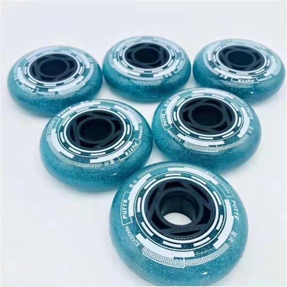 82A Inline Skates Wheel Blue Wine Red Star River PU Rollers for Slalom Street Asphalt Road Skating Roller Skate Wheels, 8 Pack