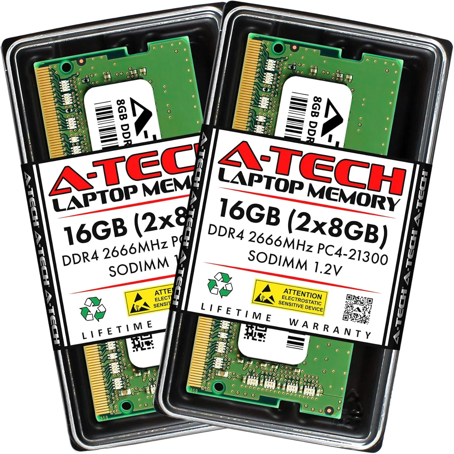 A-Tech 16GB (2x8GB) DDR4 2666MHz PC4-21300 (PC4-2666V) CL19 SODIMM 1.2V 260-Pin Non-ECC SO-DIMM Laptop Notebook RAM Memory Modules