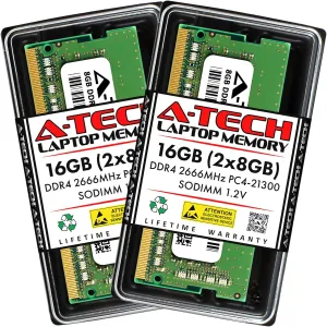 A-Tech 16GB (2x8GB) DDR4 2666MHz PC4-21300 (PC4-2666V) CL19 SODIMM 1.2V 260-Pin Non-ECC SO-DIMM Laptop Notebook RAM Memory Modules