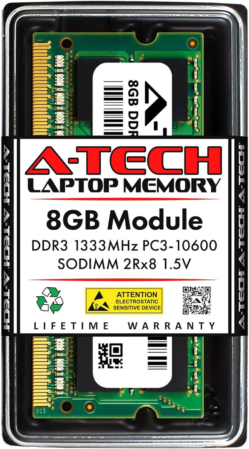 A-Tech 8GB RAM for FOXCONN NanoPC AT-5570, AT-7300, AT-7500, AT-7700, nT-A3800, nT-iBT18, nT-iBT29 | DDR3 1333MHz PC3-10600 SODIMM 1.5V Non-ECC Memory Upgrade