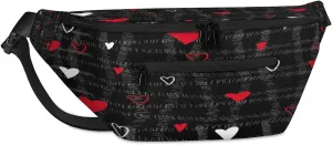 Abstraction Love Hearts Crossbody Sling Bag for Women Men Crossbody Backpack with 4 Zipper Pockets Fanny Pack Shoulder Casual Daypack for Travel Running Hiking Cycling