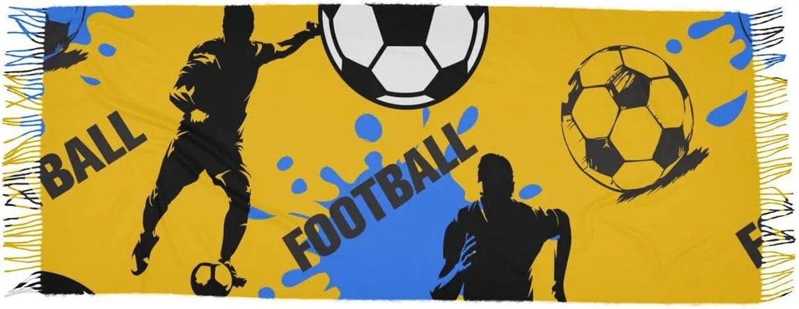Acpiggto Women Winter Scarf Soccer Football Sports Watercolor Yellow Warm Shawl Faux Cashmere Wool Scarves for Wedding Evening Dresses