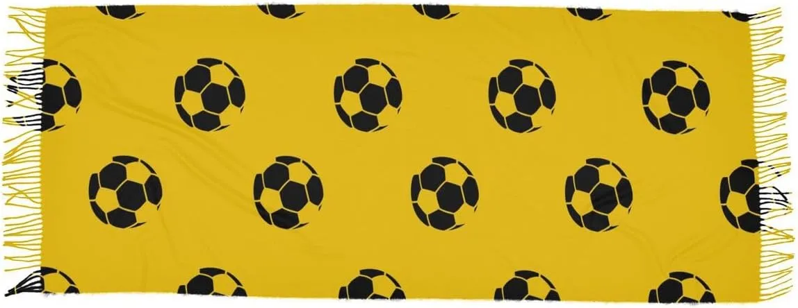 Acpiggto Women Winter Scarf Sports Football Yellow Warm Shawl Faux Cashmere Wool Scarves for Wedding Evening Dresses