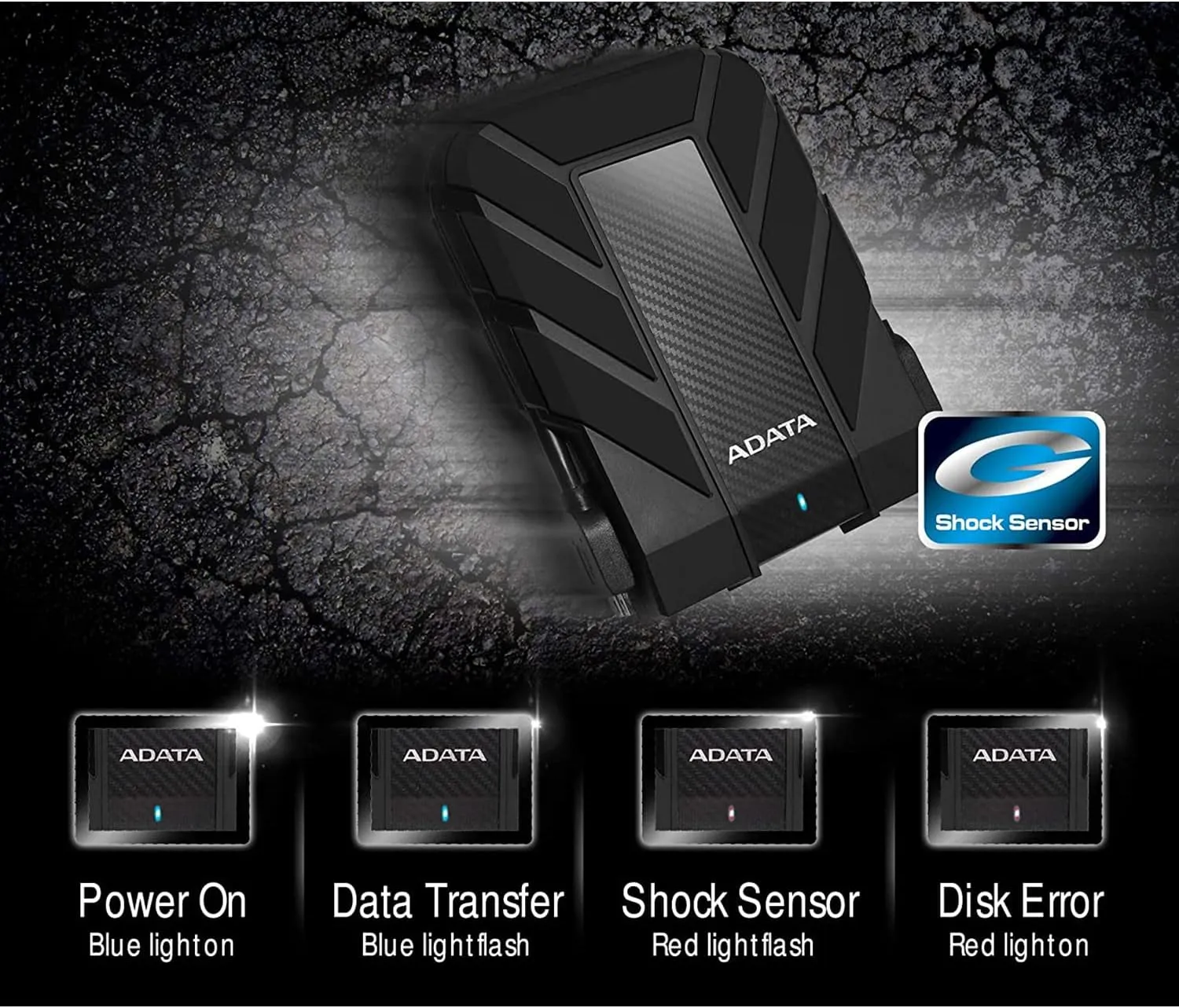 ADATA HD710 Pro 2TB USB 3.1 IP68 Waterproof/Shockproof/Dustproof Ruggedized External Hard Drive, Black (AHD710P-2TU31-CBK)