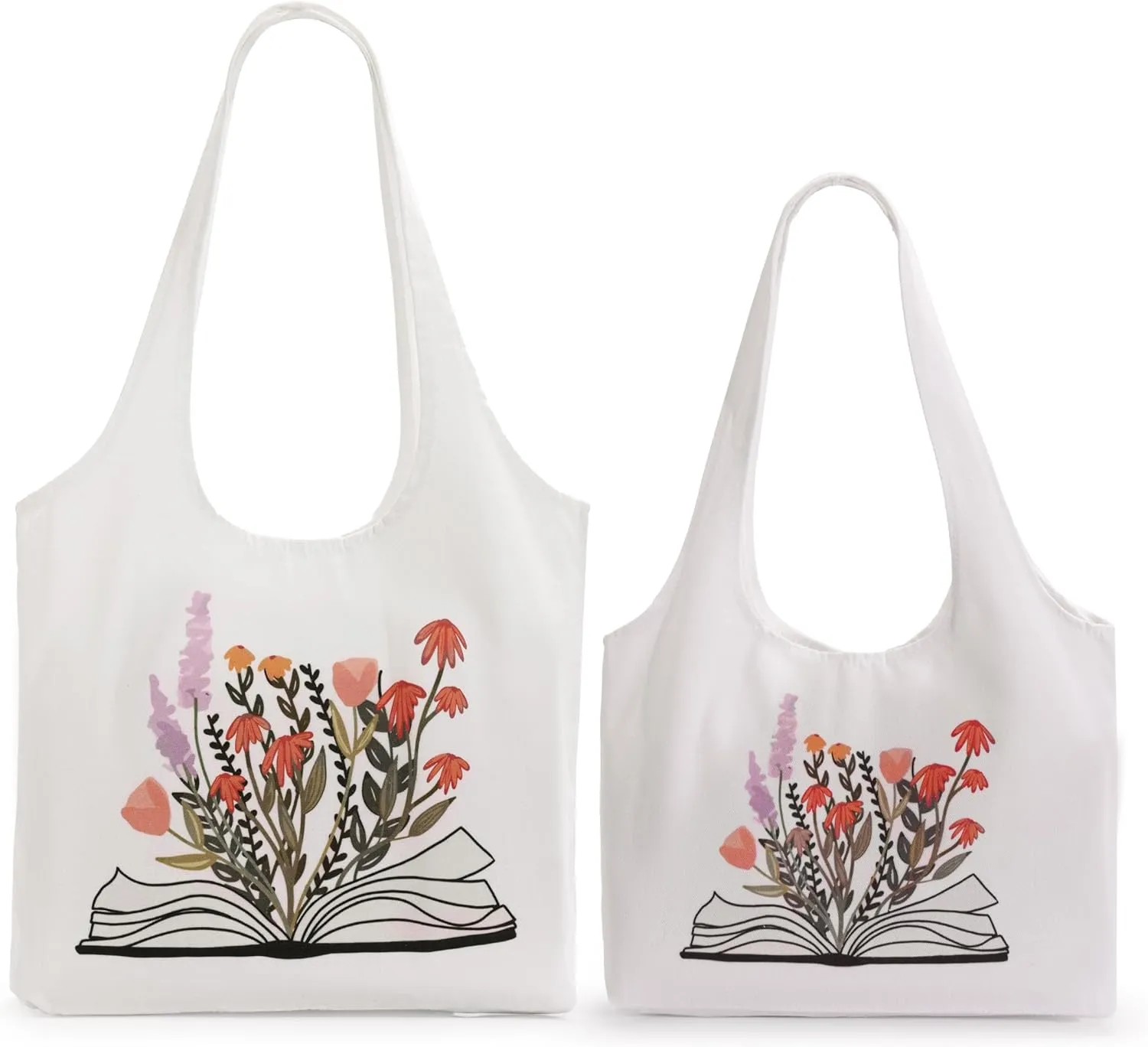Aesthetic Canvas Tote Bag for Women Reusable Casual Shoulder Shopping Canvas Bag Set for Beach Work