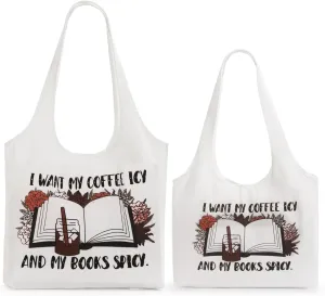Aesthetic Canvas Tote Bag for Women Reusable Casual Shoulder Shopping Canvas Bag Set for Beach Work