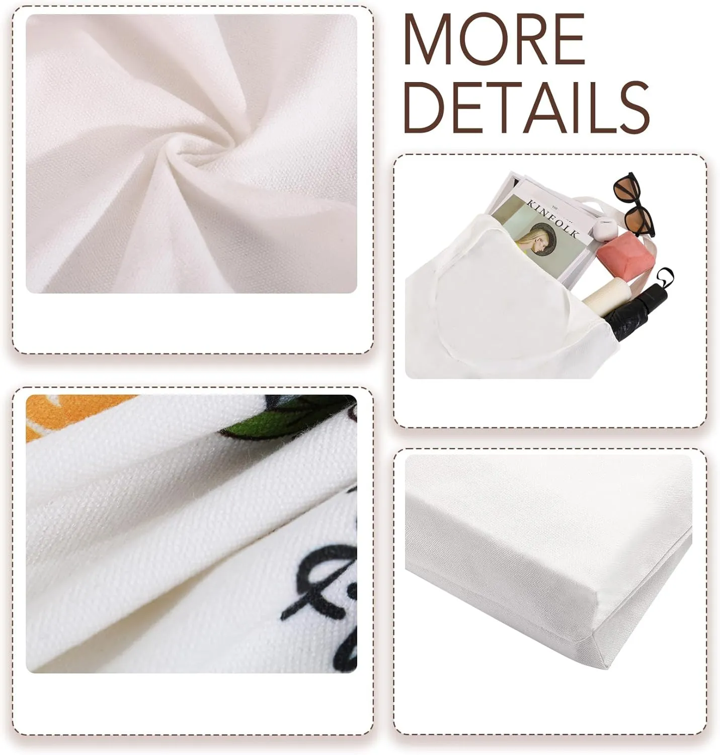 Aesthetic Canvas Tote Bag for Women Reusable Casual Shoulder Shopping Canvas Bag Set for Beach Work