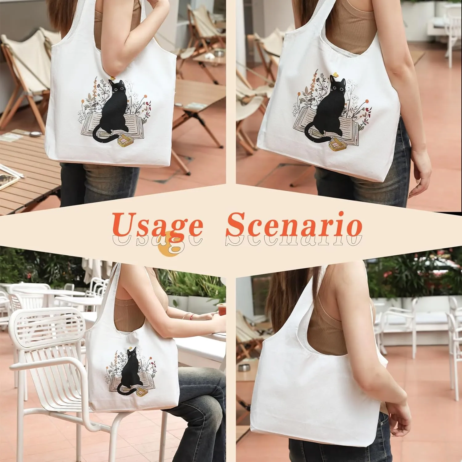 Aesthetic Canvas Tote Bag for Women Reusable Casual Shoulder Shopping Canvas Bag Set for Beach Work