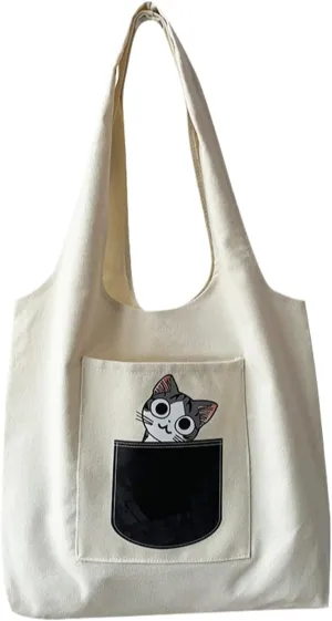 Aesthetic Canvas Tote Bag for Women, Reusable Crossbody Bag, Grocery Bags, Shoulder Bag Handbag for Work & Shopping & Life