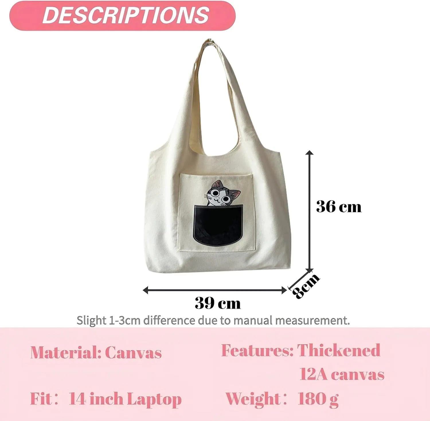 Aesthetic Canvas Tote Bag for Women, Reusable Crossbody Bag, Grocery Bags, Shoulder Bag Handbag for Work & Shopping & Life