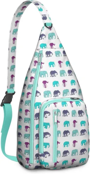 African Cute Elephant Art Print Crossbody Bag Daypack for Women Men Lightweight Waterproof Sling Bag Backpack Hiking Cycling