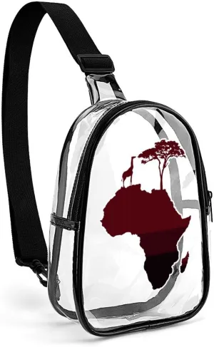 African Safari Map Silhouette Clear Sling Bag Small Chest Bag Backpack Crossbody Travel Hiking Daypack