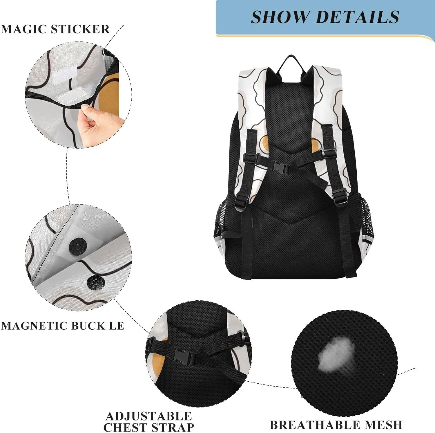 ALAZA Fried Eggs Pattern in Watercolor Casual Backpack Travel Daypack Bookbag