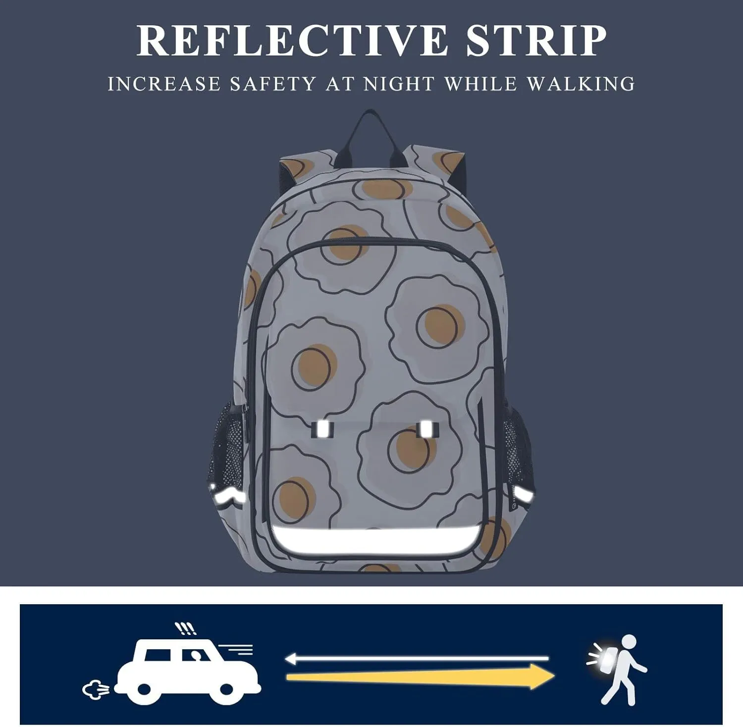 ALAZA Fried Eggs Pattern in Watercolor Casual Backpack Travel Daypack Bookbag