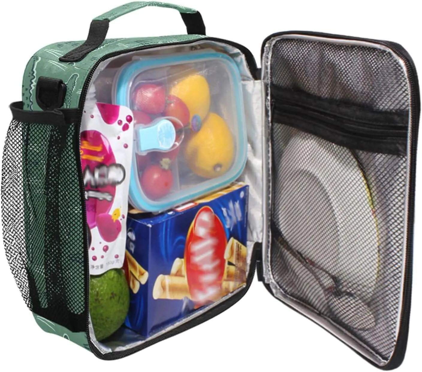 Alligator Crocodile Green Lunch Bags for Boys Girls Insulated Small Cooler Lunch Box Toddler Lunchbox School Office Women Tote Lunchbags