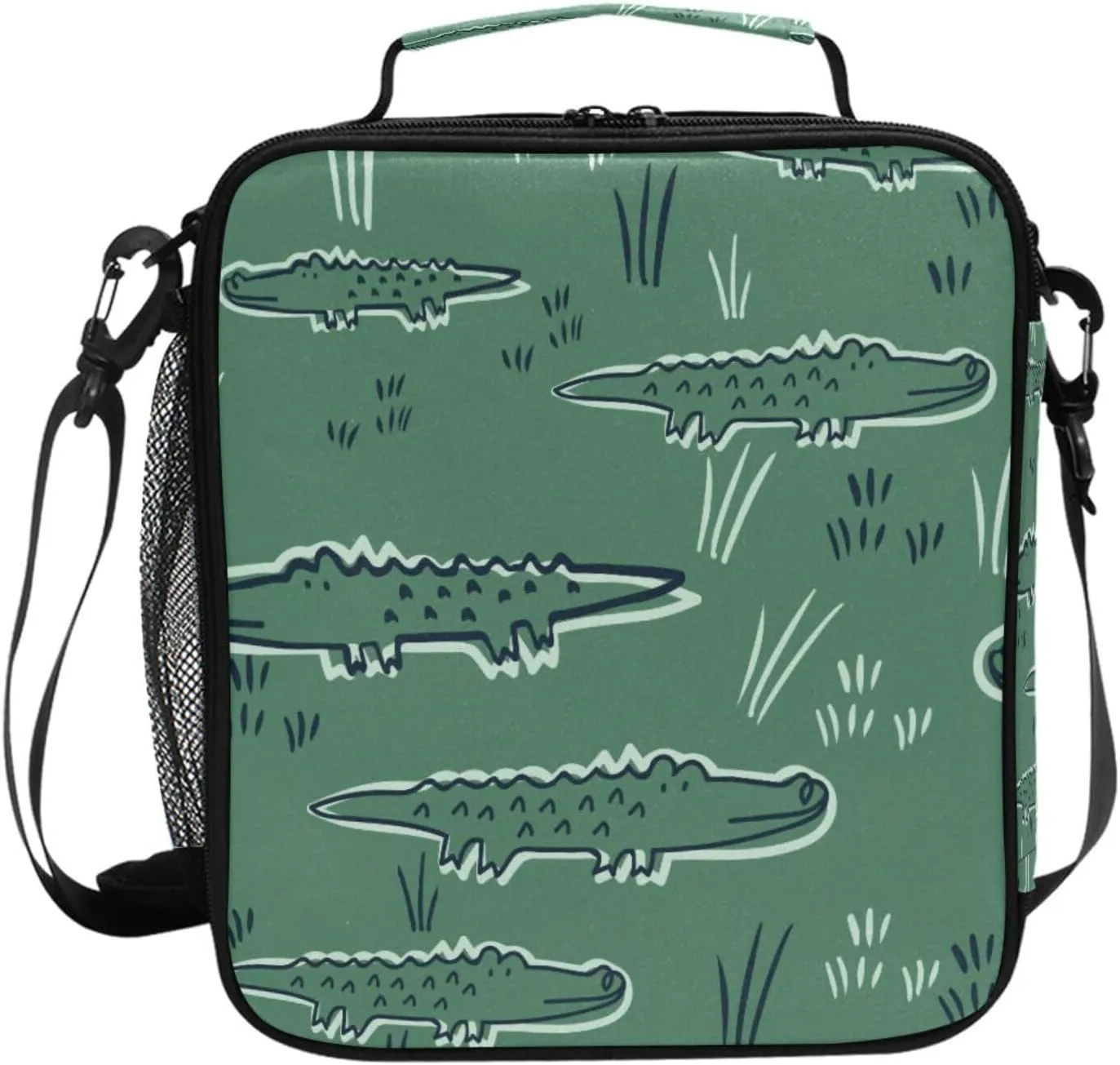 Alligator Crocodile Green Lunch Bags for Boys Girls Insulated Small Cooler Lunch Box Toddler Lunchbox School Office Women Tote Lunchbags