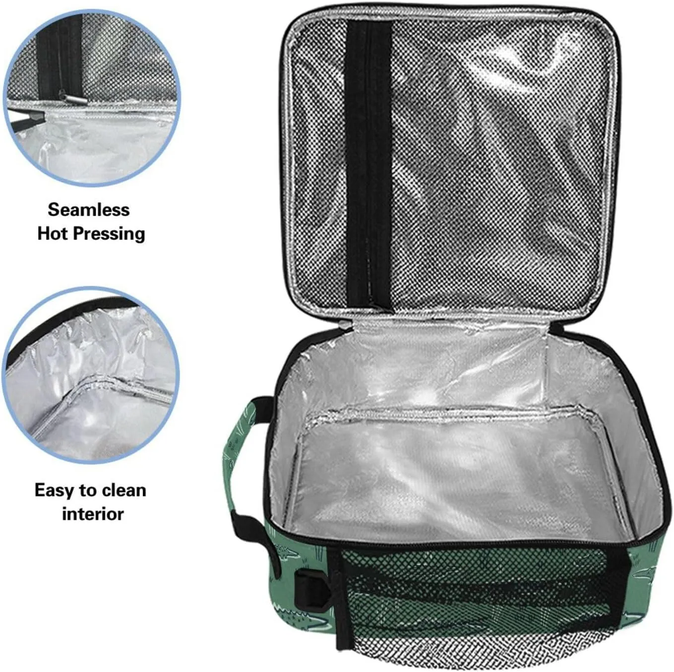 Alligator Crocodile Green Lunch Bags for Boys Girls Insulated Small Cooler Lunch Box Toddler Lunchbox School Office Women Tote Lunchbags