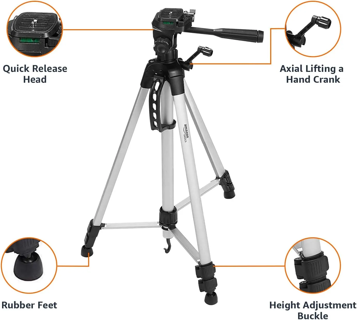 Amazon Basics 60 inch Lightweight Tripod with Bag, Black