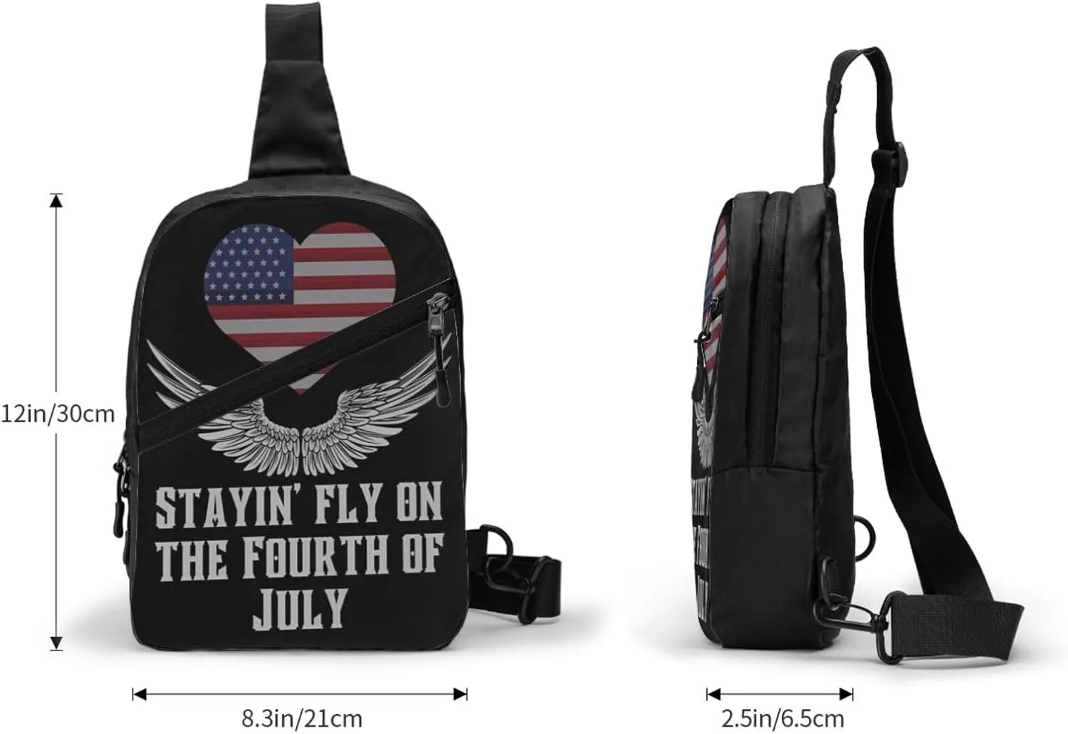 America We The People American Flag Wings Portable Sling Bags Packable Crossbody Bag Foldable Sport Daypack Reusable Shoulder Backpack Diagonally Chest Bag for Workout Travel