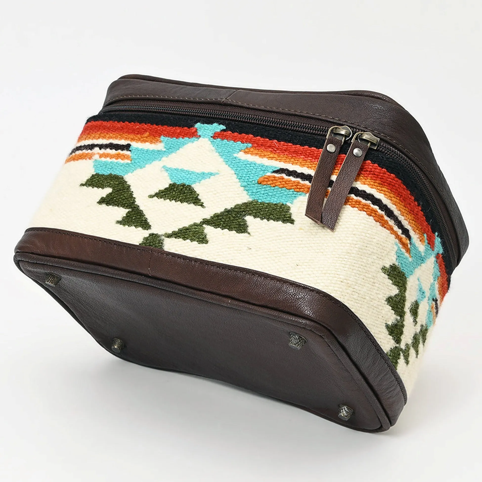 American Darling Sunrise Aztec Genuine Leather Western Jewelry Cosmetic Bag