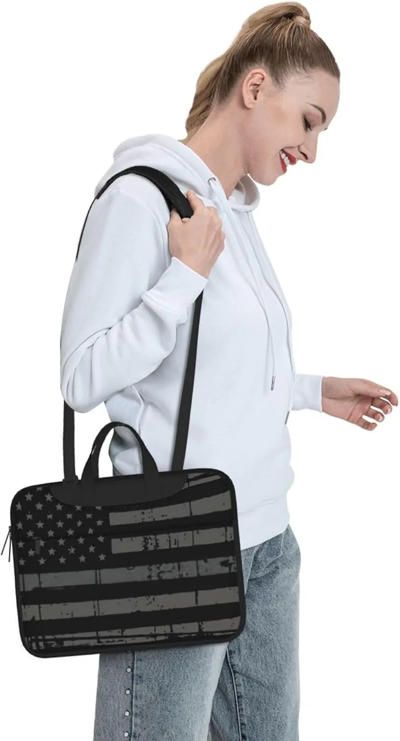 American flag Laptop Shoulder Bag ​for Men Women, Computer Carrying Case Messenger Bag with Strap