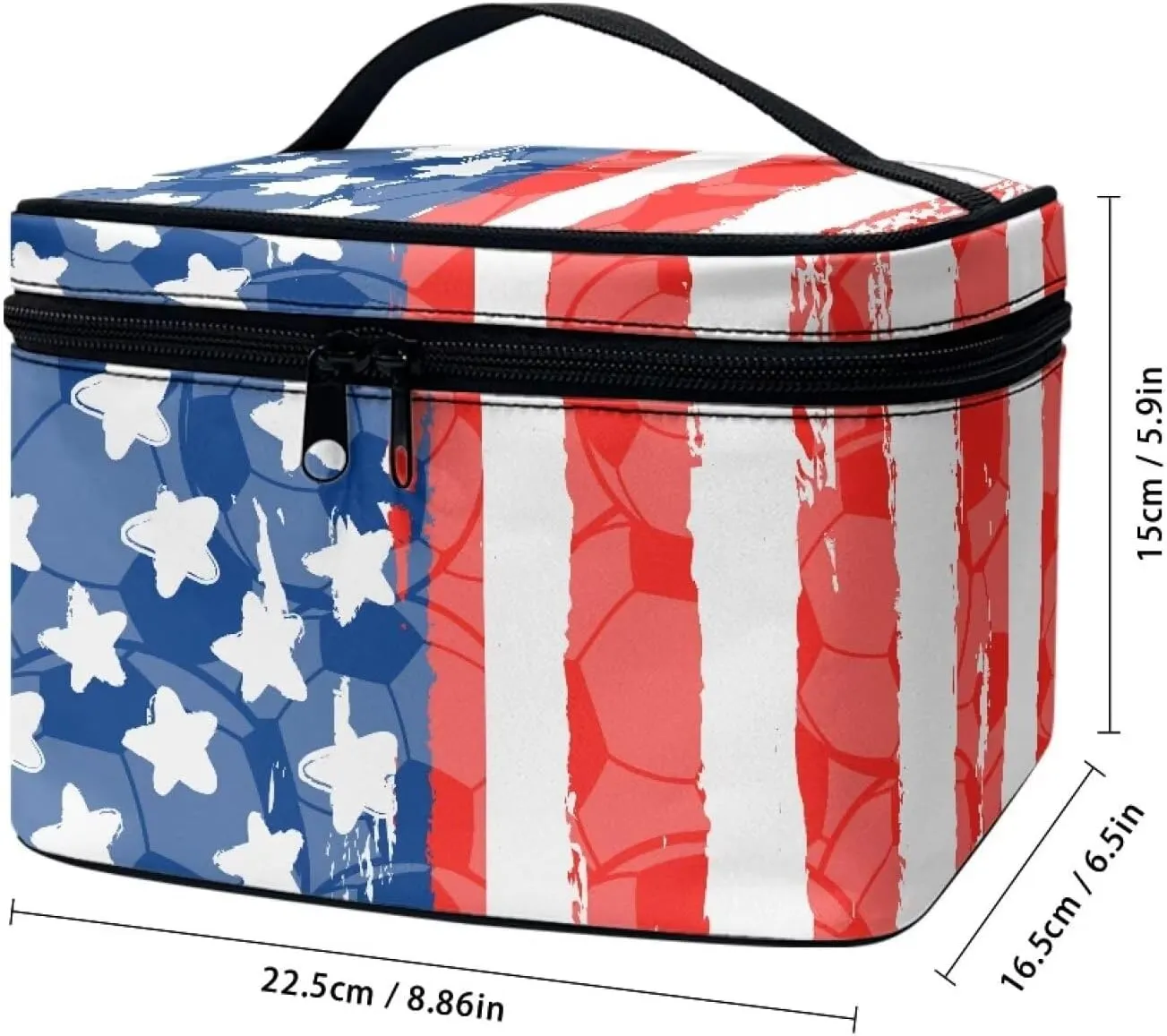 American Flag Large Makeup Bag for Purse Luxury Women Cosmetic Bags Cosmetic Organizer Makeup Traveling Case Travel Makeup Brush Case Zipper Valentine's Day Independence Day Gift for Women