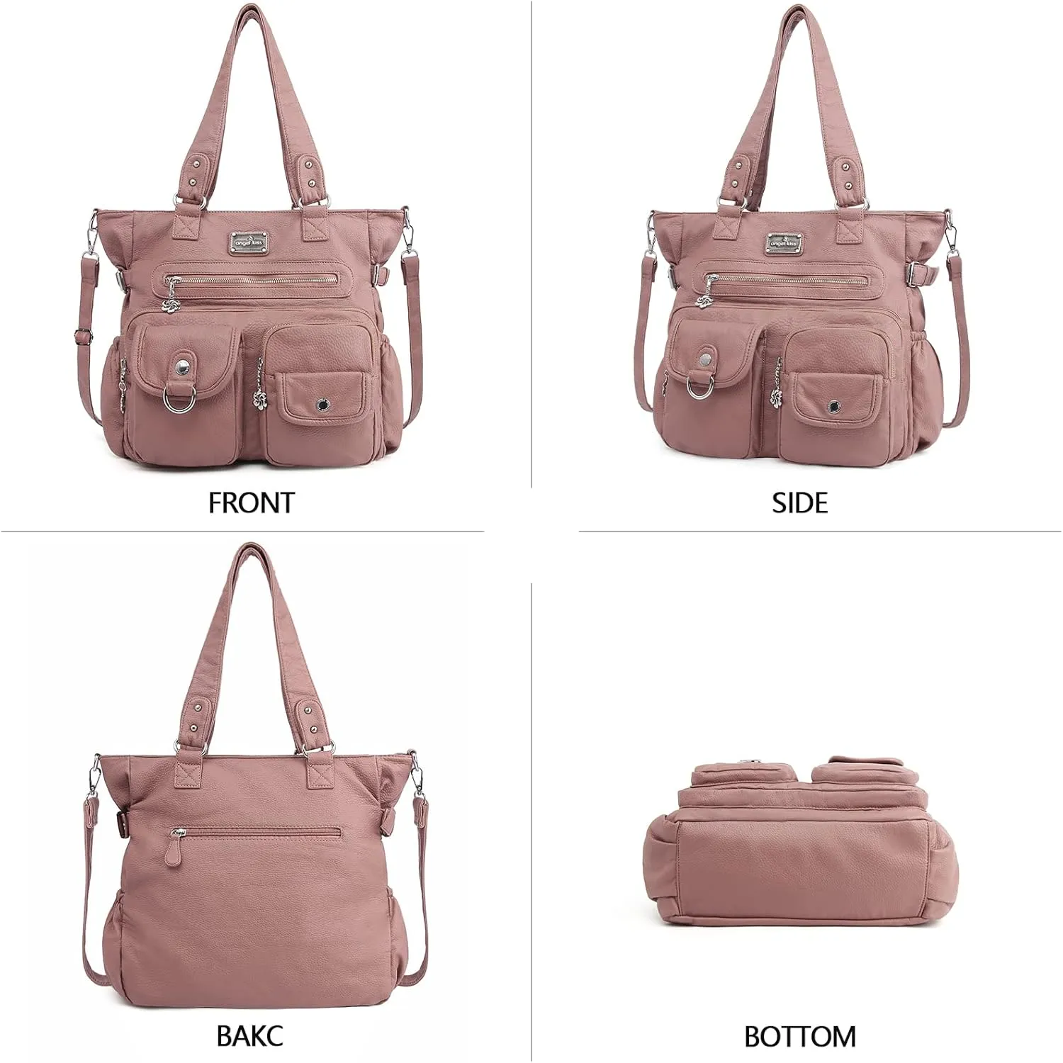 Angelkiss Purses Handbags for Women PU Tote Satchel Bags for Women Pockets Shoulder Bags…