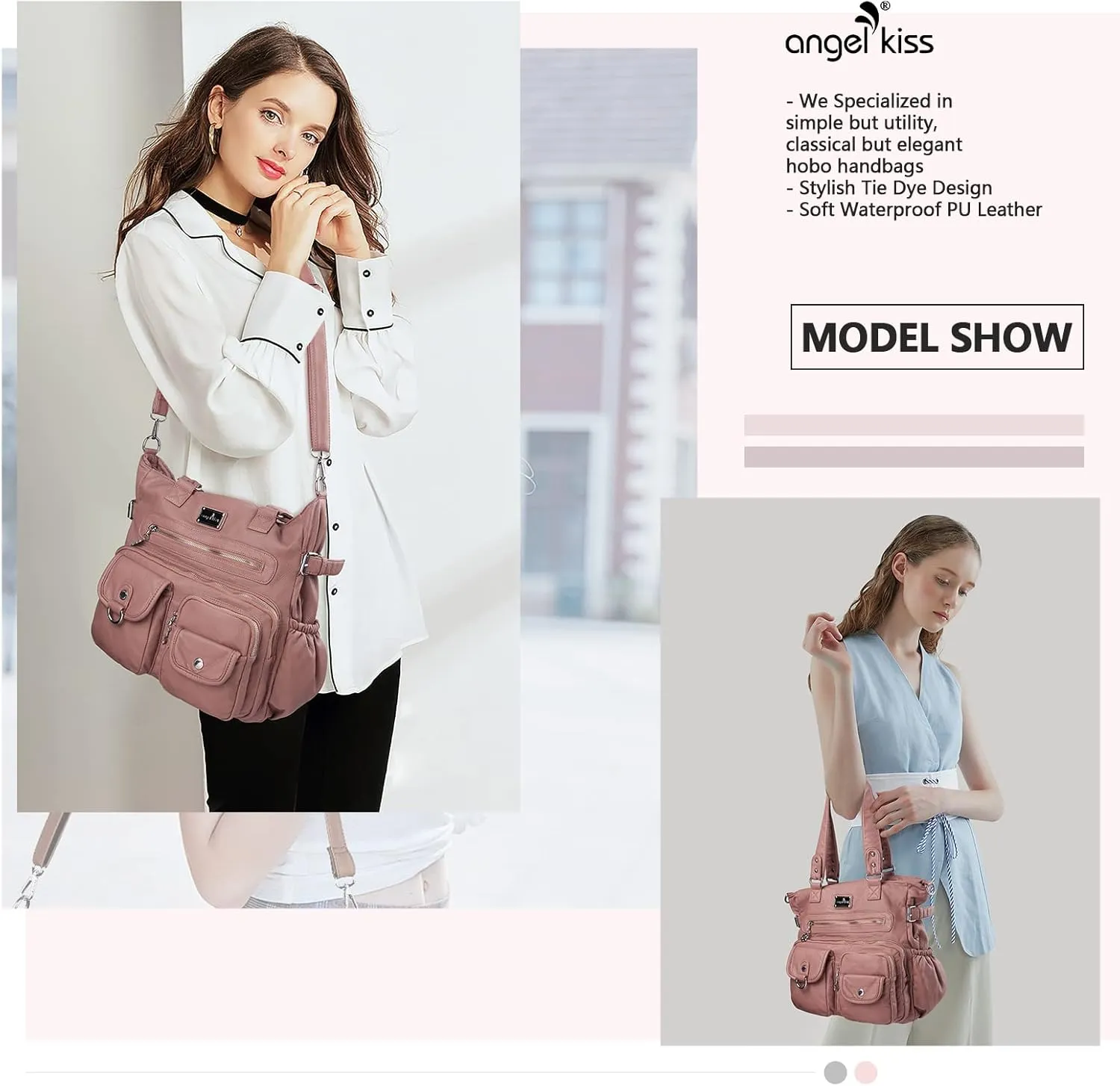 Angelkiss Purses Handbags for Women PU Tote Satchel Bags for Women Pockets Shoulder Bags…