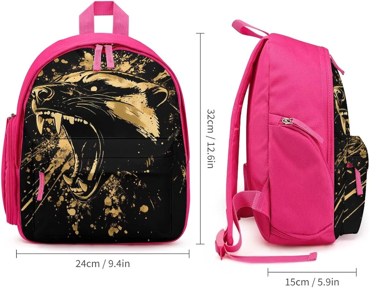 Anger Honey-Badger Roaring Small Travel Laptop Backpack Casual Daypack with Side Pockets for Shopping Work