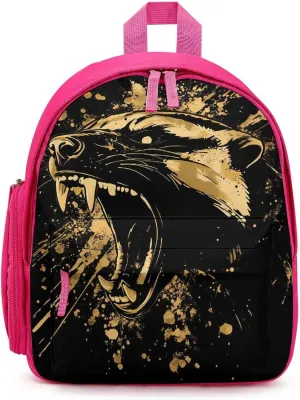 Anger Honey-Badger Roaring Small Travel Laptop Backpack Casual Daypack with Side Pockets for Shopping Work