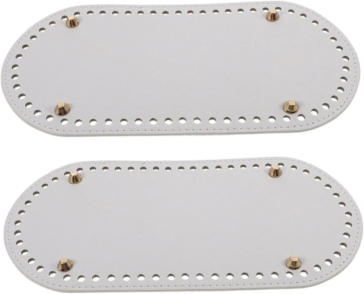 Angoily 2pcs Oval Fake Leather Bag Bottom Insert for Crochet Handbag 25x12cm Cushion Base Shaper with Holes for Crafting and Enhancing Bag Structure Accessories for Handmade Bags