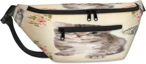 Animal Cat Paint Crossbody Sling Bag for Women Men Crossbody Backpack with 4 Zipper Pockets Fanny Pack Shoulder Casual Daypack for Travel Running Hiking Cycling