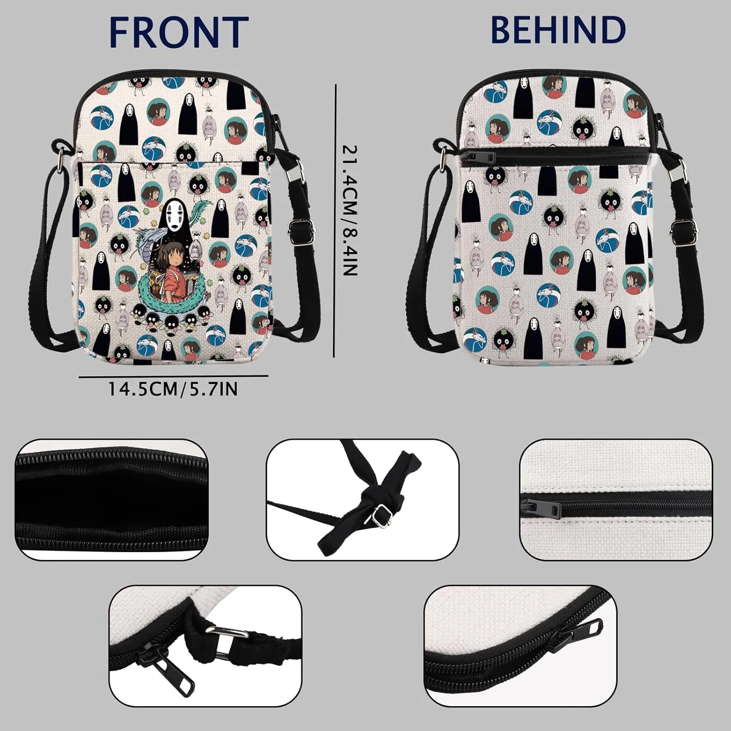 Anime Inspired Gift Soot Sprite Gift No Face Gift Animated Movie Crossbody Bag
