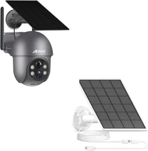 ANRAN Q01 2K Solar Security Cameras Wireless Outdoor & 3W Solar Panel with 3M Micro USB & Type-C Port Cable