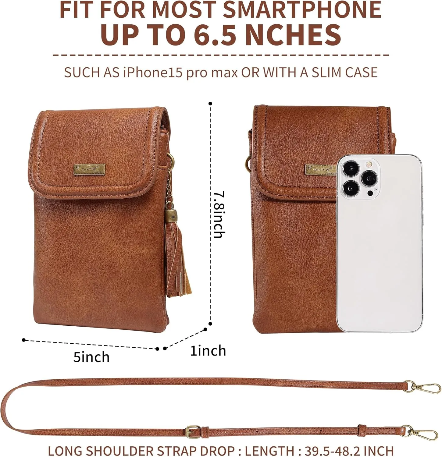 AnsTOP Small Crossbody Bags for Women, Crossbody Cell Phone Bag Tassel Wallet Purses with 2 Strap Best Gift for Women