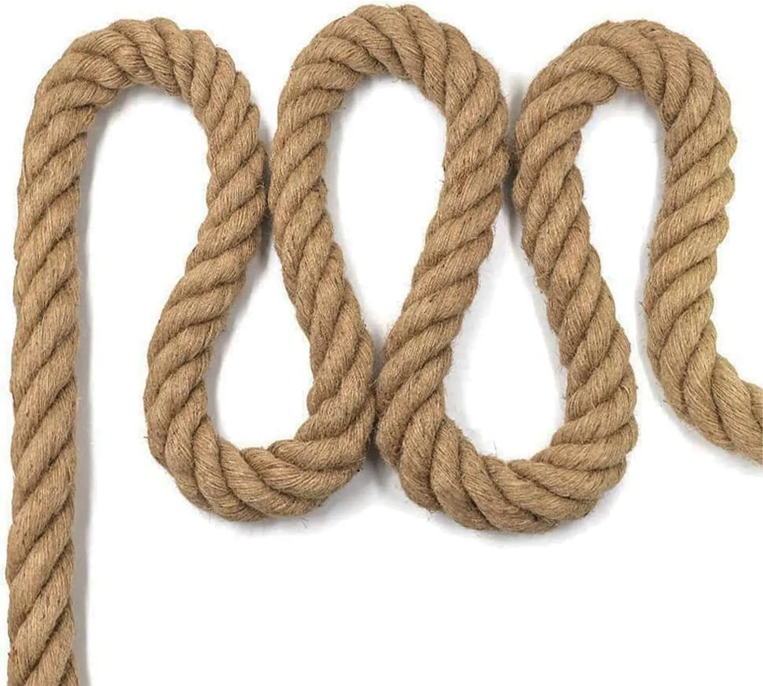 Aoneky Jute Rope - 1.18/1.5 Inch Twisted Hemp Rope for Crafts, Climbing, Anchor, Hammock, Nautical, Cat Scratching Post, Tug of War, Decorate (1 inch x 48 Feet)