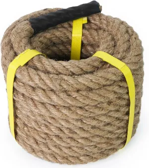 Aoneky Jute Rope - 1.18/1.5 Inch Twisted Hemp Rope for Crafts, Climbing, Anchor, Hammock, Nautical, Cat Scratching Post, Tug of War, Decorate (1 inch x 48 Feet)