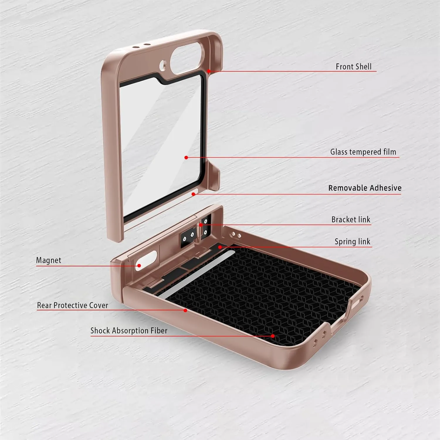 ASAPDOS Heavy Duty Case Compatible with Samsung Galaxy Z Flip 6,Built-in Screen Protector,Kickstand,Hinge Protection and Hard PC Shockproof Protective Phone Case for Z Flip 6(2024) Gold