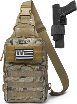 ATBP Tactical Sling Backpack With Holster Military Crossbody Bag for Men Single Shoulder Back Pack 10L