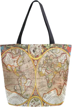 AUUXVA Large Canvas Handbag Canvas Tote Bags Purse Shoulder Shopping Bag with Zipper Pouch