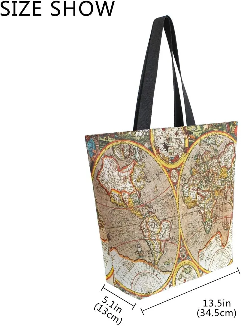 AUUXVA Large Canvas Handbag Canvas Tote Bags Purse Shoulder Shopping Bag with Zipper Pouch