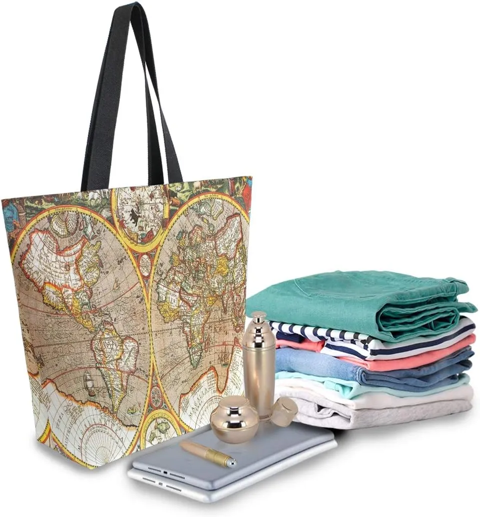 AUUXVA Large Canvas Handbag Canvas Tote Bags Purse Shoulder Shopping Bag with Zipper Pouch