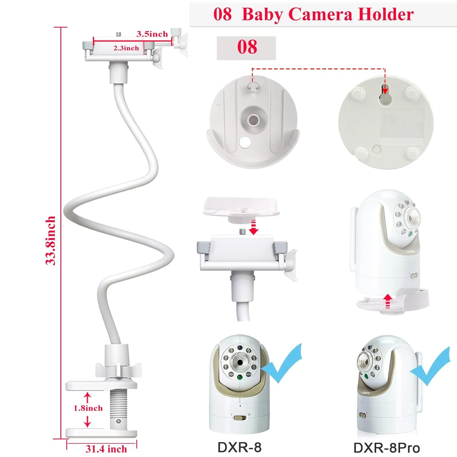 Baby Monitor Holder Mount for Infant Optics DXR-8 PRO & DXR-8