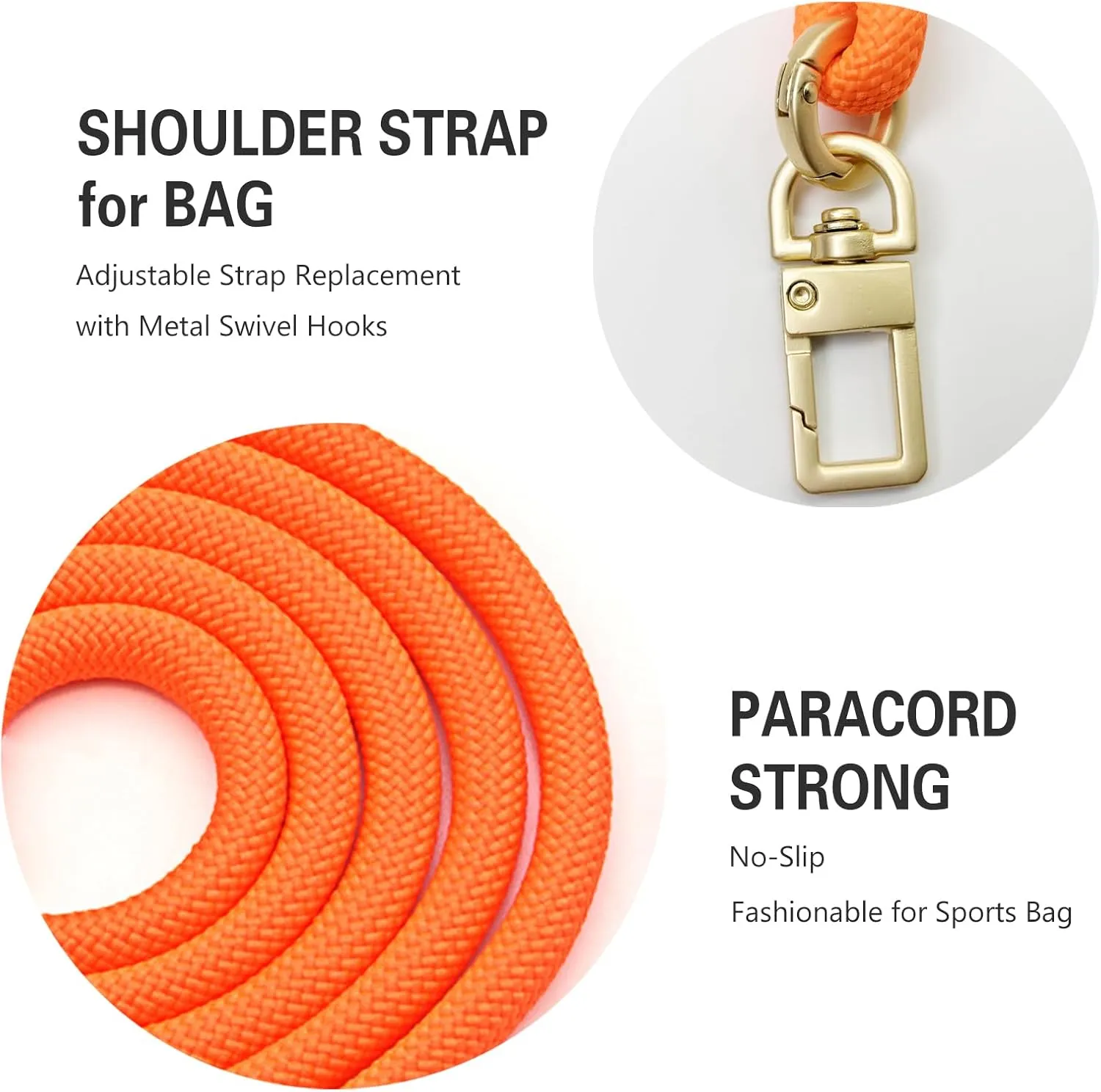 Bag Strap Crossbody Adjustable Shoulder Bag Strap Replacement Paracord Straps for Canvas/Sport Bag for Outdoor