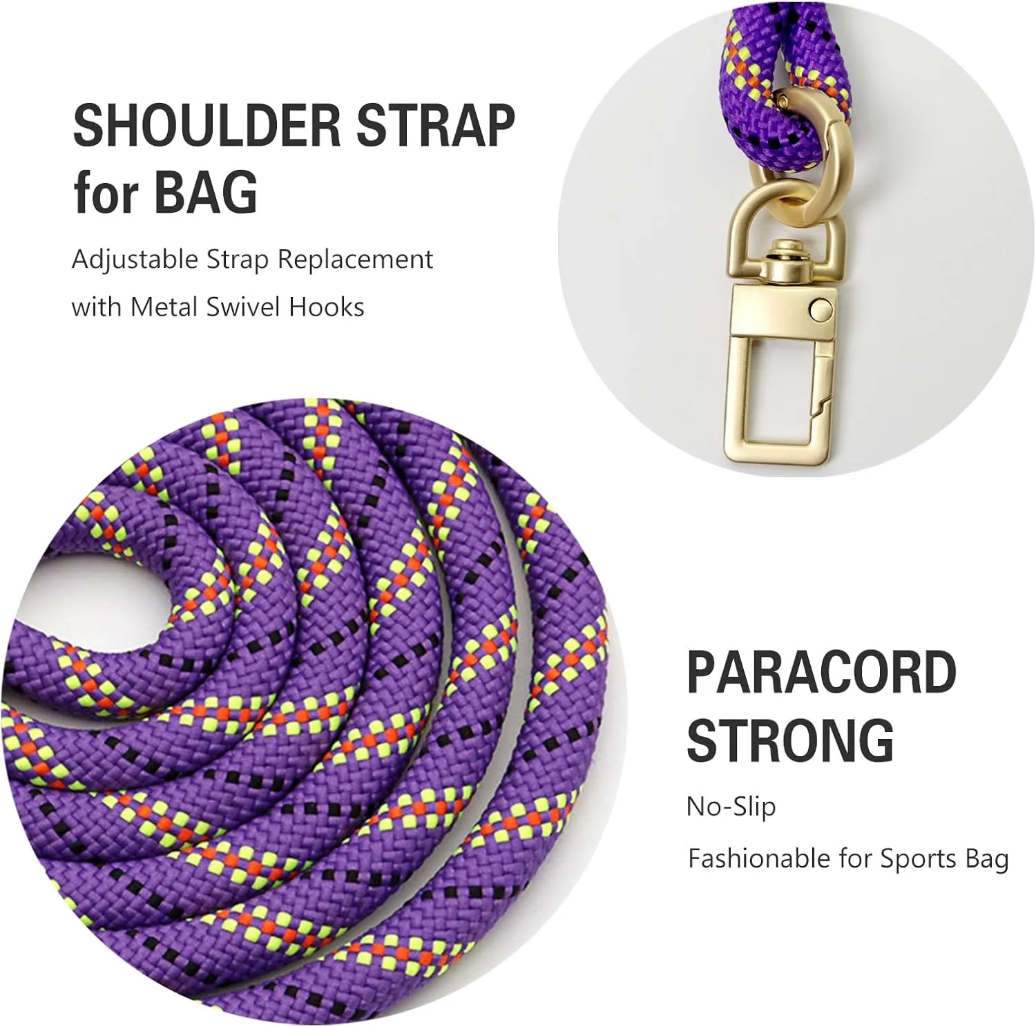 Bag Strap Crossbody Adjustable Shoulder Bag Strap Replacement Paracord Straps for Canvas/Sport Bag for Outdoor
