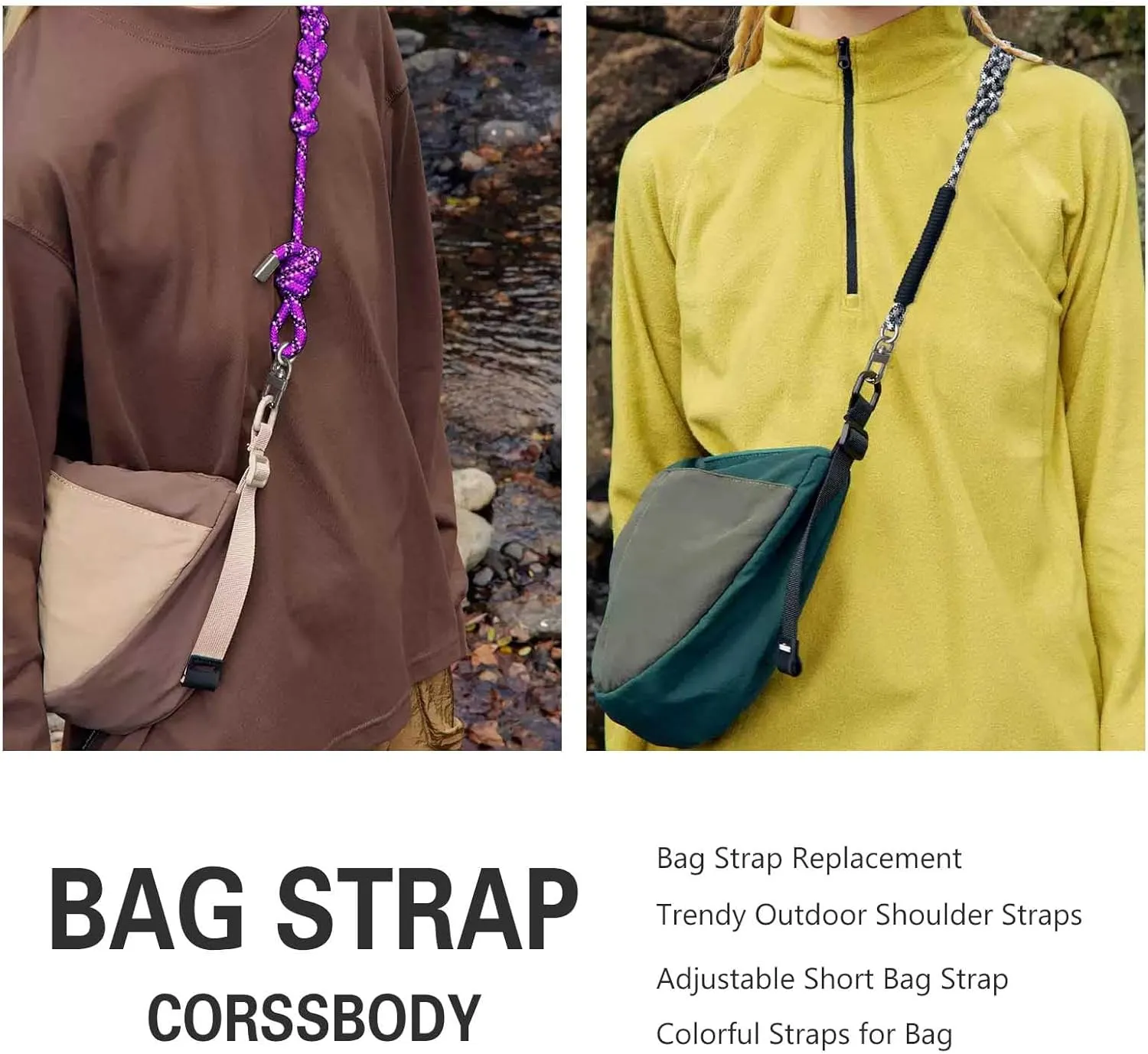 Bag Strap Crossbody Adjustable Shoulder Bag Strap Replacement Paracord Straps for Canvas/Sport Bag for Outdoor