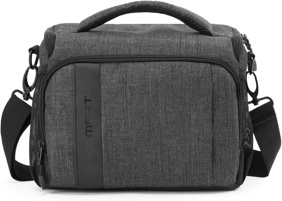 BAGSMART Camera Bag Padded Camera Shoulder Bag for Photographers, Waterproof Camera Bags & Cases with Rain Cover for SLR DSLR, Lenses, Accessories, Grey
