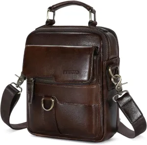 BAIGIO Genuine Leather Shoulder Bag for Men Crossbody Bag Small Leather Messenger Briefcase Handbag Men Purse