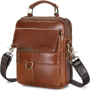BAIGIO Genuine Leather Shoulder Bag for Men Crossbody Bag Small Leather Messenger Briefcase Handbag Men Purse
